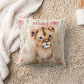 Cute Baby Lion Pastel Waterverf Spring Flowers Kussen (Deken)
