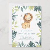 Cute Baby Lion Prince Tropical Oerwoud Birthday Kaart (Voorkant)