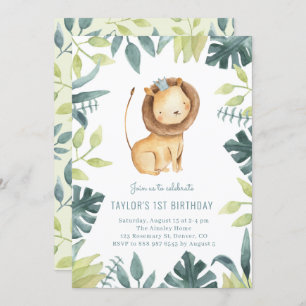 Cute Baby Lion Prince Tropical Oerwoud Birthday Kaart
