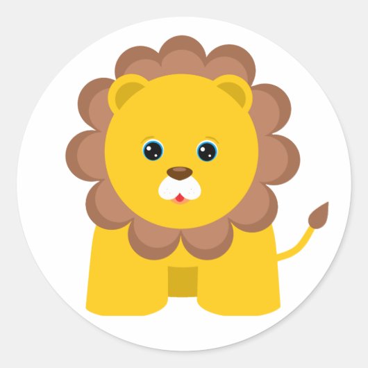 Cute Baby Lion Ronde Sticker (Voorkant)