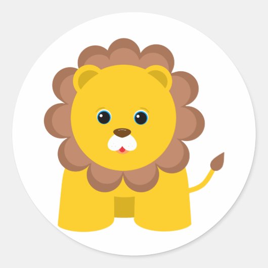 Cute Baby Lion Ronde Sticker (Voorkant)