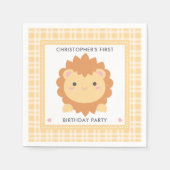 Cute Baby Lion Wild One Boy First Birthday Party Servet (Voorkant)