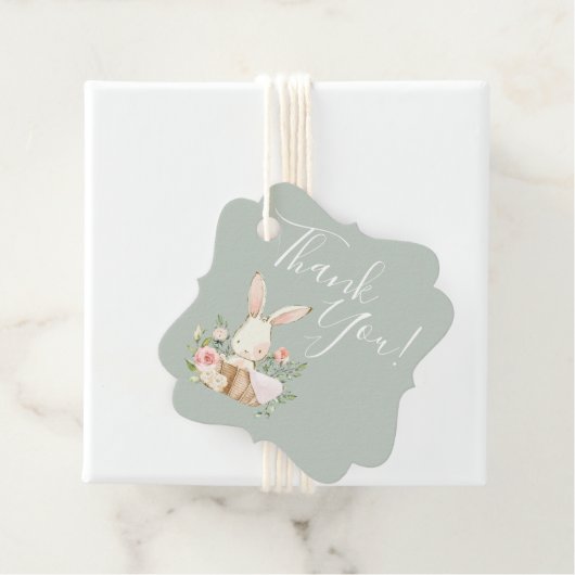 Cute Baby Love Bunny Rabbit Baby shower Bedankt Bedankjes Labels (In situ)