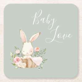 Cute Baby Love Bunny Rabbit Baby shower Kartonnen Onderzetters