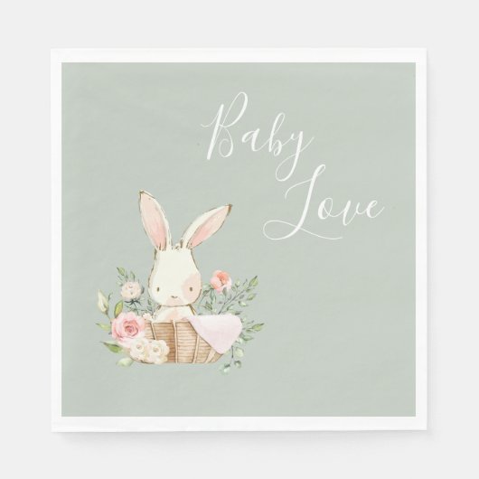 Cute Baby Love Bunny Rabbit Baby shower Servet (Voorkant)