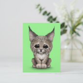 Cute Baby Lynx Cub op Green Briefkaart (Staand voorkant)