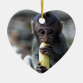 Cute baby macaque aap banana keramisch ornament (Voorkant)