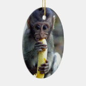 Cute baby macaque aap banana keramisch ornament (Rechts)