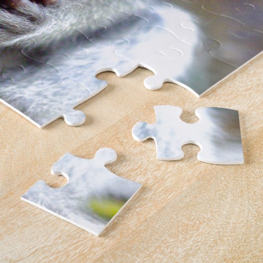 Cute baby macaque aap banana legpuzzel (Zijkant)