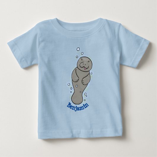 Cute baby manatee met bellenillustratie (Voorkant)