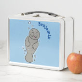 Cute baby manatee met bellenillustratie (In situ)