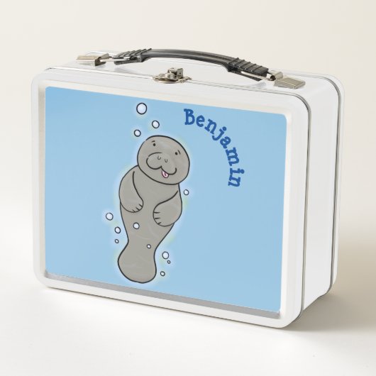 Cute baby manatee met bellenillustratie (Voorkant)