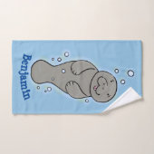 Cute baby manatee met bellenillustratie bad handdoek (Handdoek)