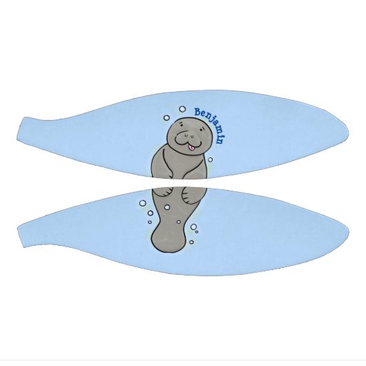 Cute baby manatee met bellenillustratie basketbal (Panelen)