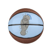 Cute baby manatee met bellenillustratie basketbal (Voorkant)