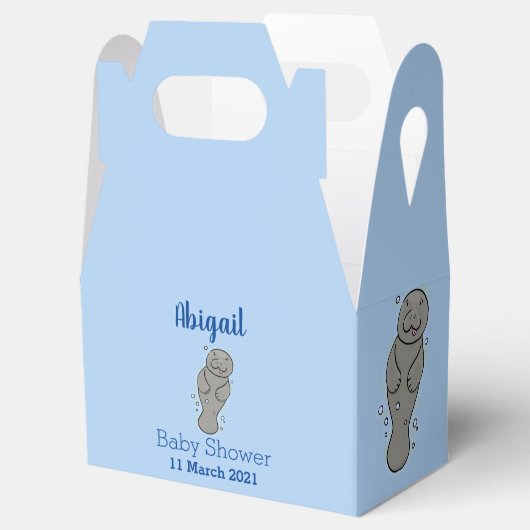 Cute baby manatee met bellenillustratie bedankdoosjes (Geopend)