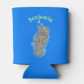 Cute baby manatee met bellenillustratie blikjeskoeler (Achterkant)