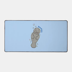 Cute baby manatee met bellenillustratie bureaumat