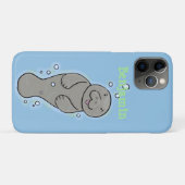 Cute baby manatee met bellenillustratie Case-Mate iPhone case (Achterkant (horizontaal))