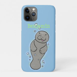 Cute baby manatee met bellenillustratie Case-Mate iPhone case