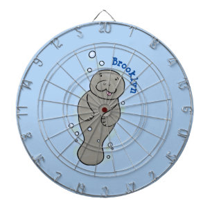 Cute baby manatee met bellenillustratie dartbord