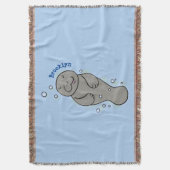 Cute baby manatee met bellenillustratie deken (Voorkant Verticaal)