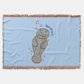 Cute baby manatee met bellenillustratie deken (Voorkant)