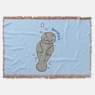 Cute baby manatee met bellenillustratie deken