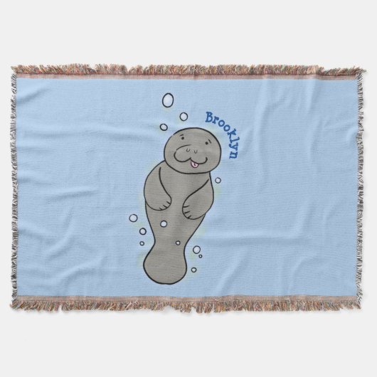 Cute baby manatee met bellenillustratie deken (Voorkant)