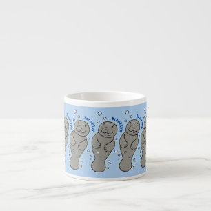 Cute baby manatee met bellenillustratie espresso kop