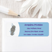 Cute baby manatee met bellenillustratie etiket (Insitu)