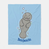 Cute baby manatee met bellenillustratie fleece deken (Voorkant)
