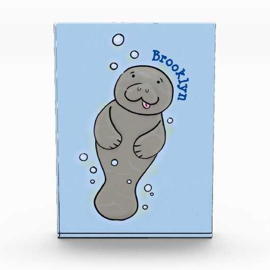 Cute baby manatee met bellenillustratie fotoblokken (Voorkant)