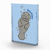 Cute baby manatee met bellenillustratie fotoblokken (Rechts)