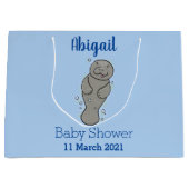 Cute baby manatee met bellenillustratie groot cadeauzakje (Voorkant)