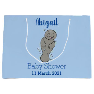 Cute baby manatee met bellenillustratie groot cadeauzakje