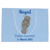 Cute baby manatee met bellenillustratie groot cadeauzakje (Achterkant)
