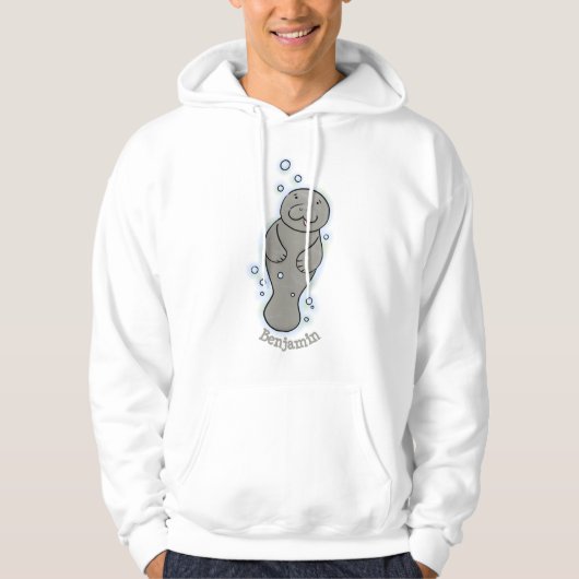Cute baby manatee met bellenillustratie hoodie (Voorkant)