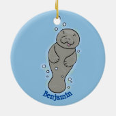 Cute baby manatee met bellenillustratie keramisch ornament (Achterkant)
