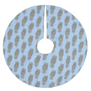 Cute baby manatee met bellenillustratie kerstboom rok