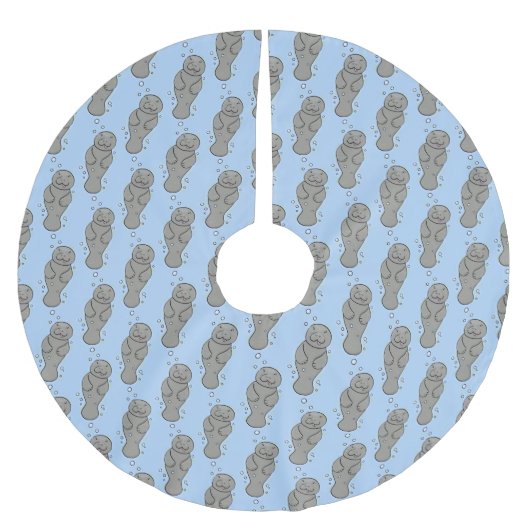 Cute baby manatee met bellenillustratie kerstboom rok (Voorkant)