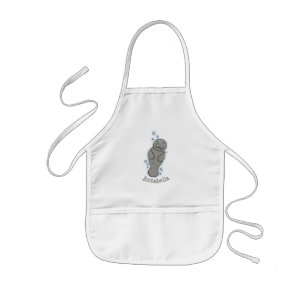 Cute baby manatee met bellenillustratie kinder schort