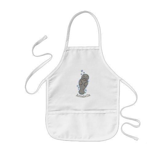 Cute baby manatee met bellenillustratie kinder schort (Voorkant)