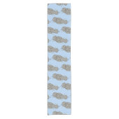 Cute baby manatee met bellenillustratie korte tafelloper (Voorkant)