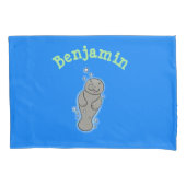Cute baby manatee met bellenillustratie kussensloop (Voorkant)