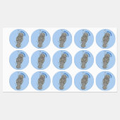 Cute baby manatee met bellenillustratie labels (Vel)