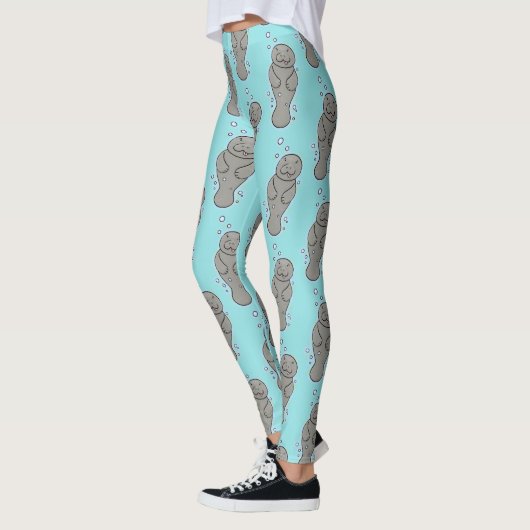Cute baby manatee met bellenillustratie leggings (Links)