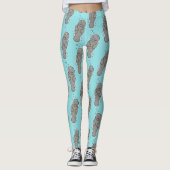 Cute baby manatee met bellenillustratie leggings (Voorkant)