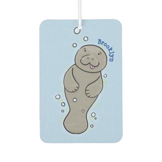 Cute baby manatee met bellenillustratie luchtverfrisser (Voorkant)
