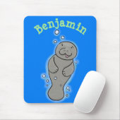 Cute baby manatee met bellenillustratie muismat (Met muis)